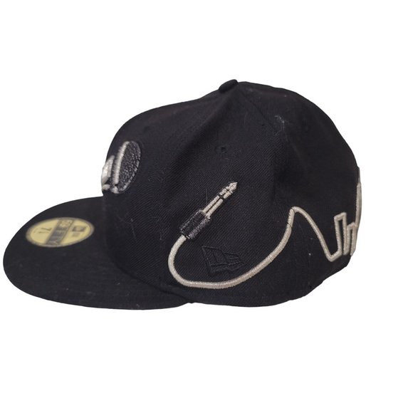 Microphone City Wrap Black New Era 59Fifty Flat Bill Fitted Hat 7 1/4 57.7cm - Picture 5 of 7